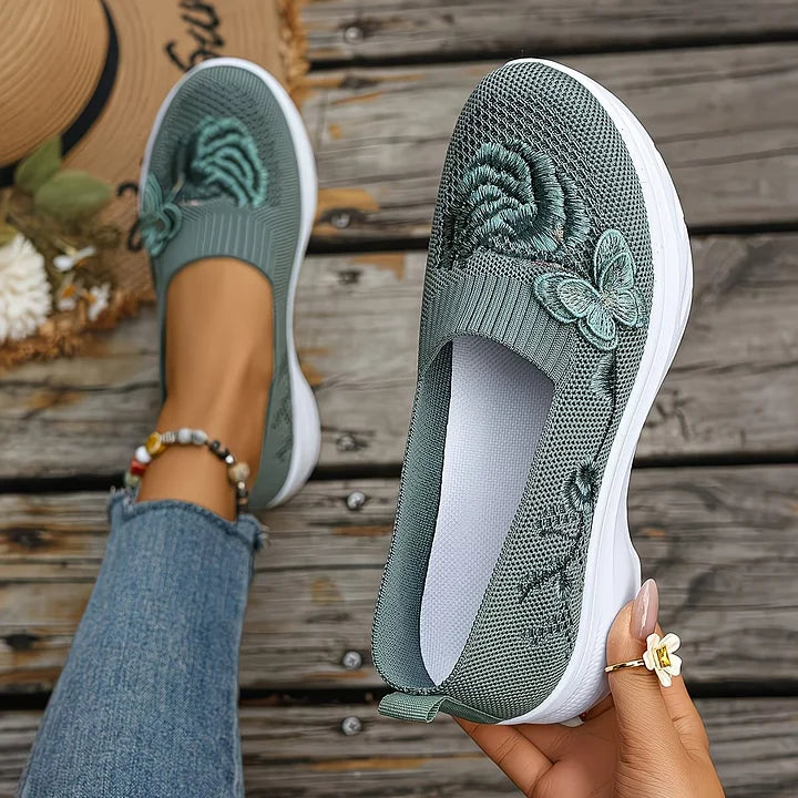 Leetha - Butterfly Embroidered Loafers