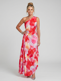 Taya One Shoulder Pleated Midi Dress