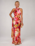 Elisabetta Halter Neck Floral Print Maxi Dress