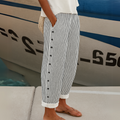 Caitlin | Stylish Linen Striped Button Pants