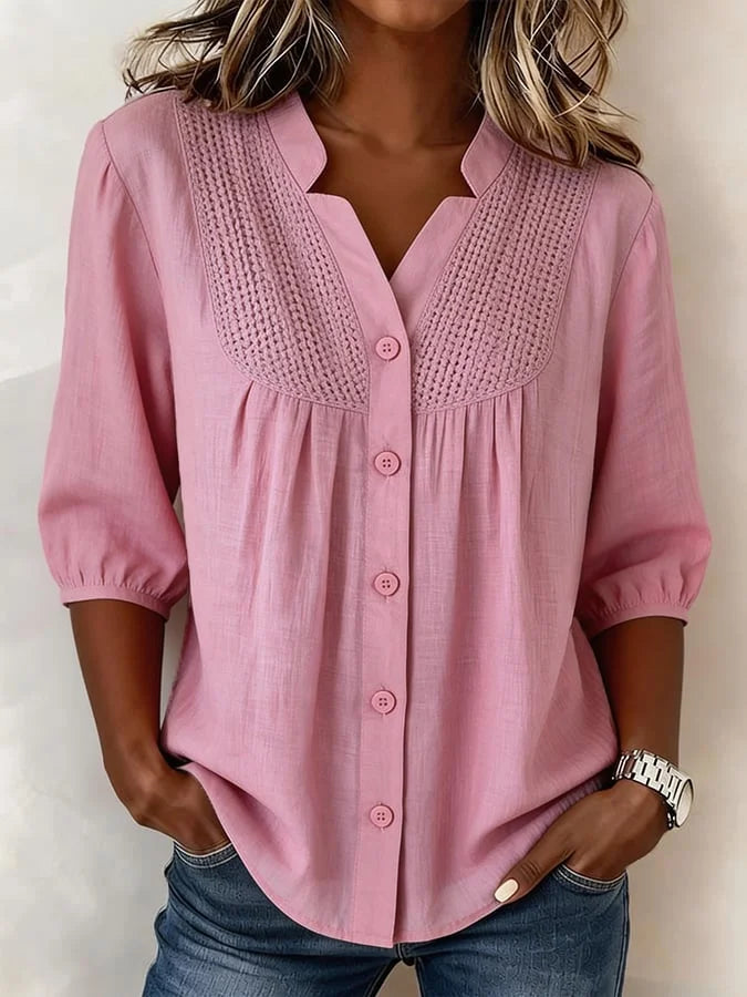 Laadina - Casual Short Sleeve Cotton Top