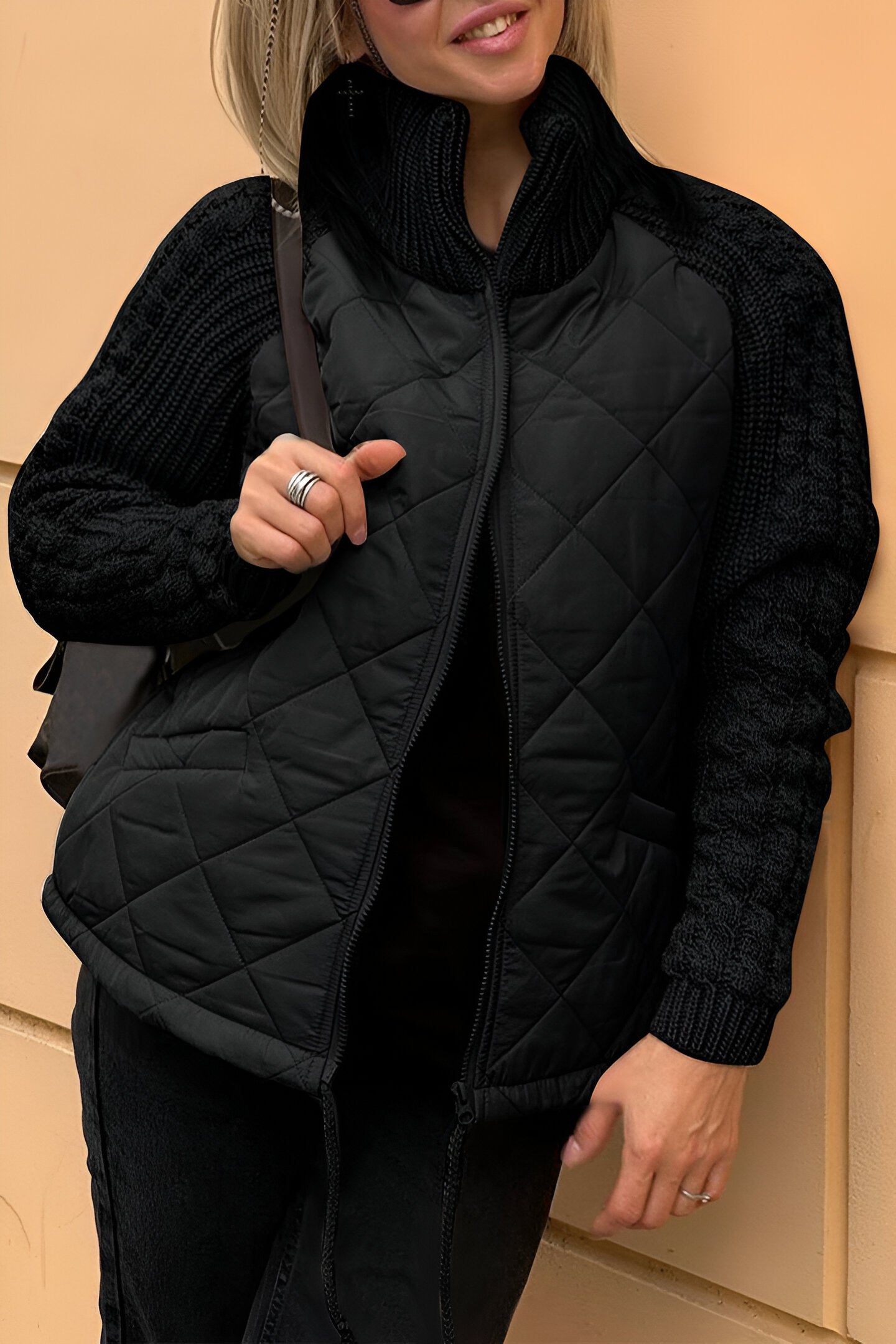 SYLVIORAEN – PATCHWORK KNIT ZIP JACKET