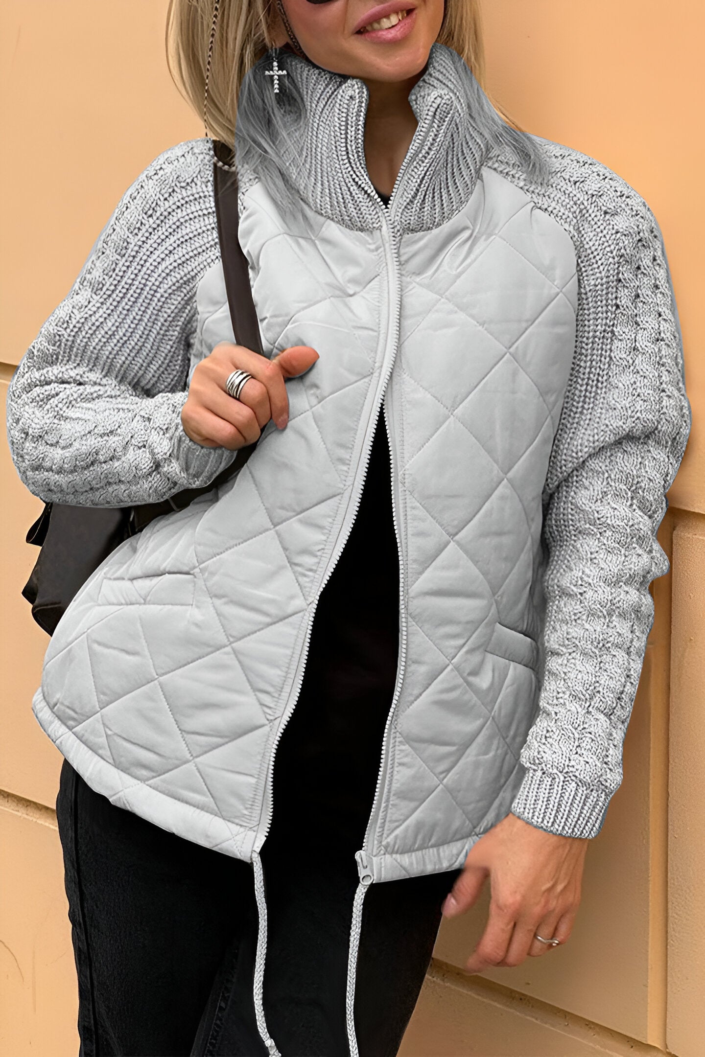 SYLVIORAEN – PATCHWORK KNIT ZIP JACKET
