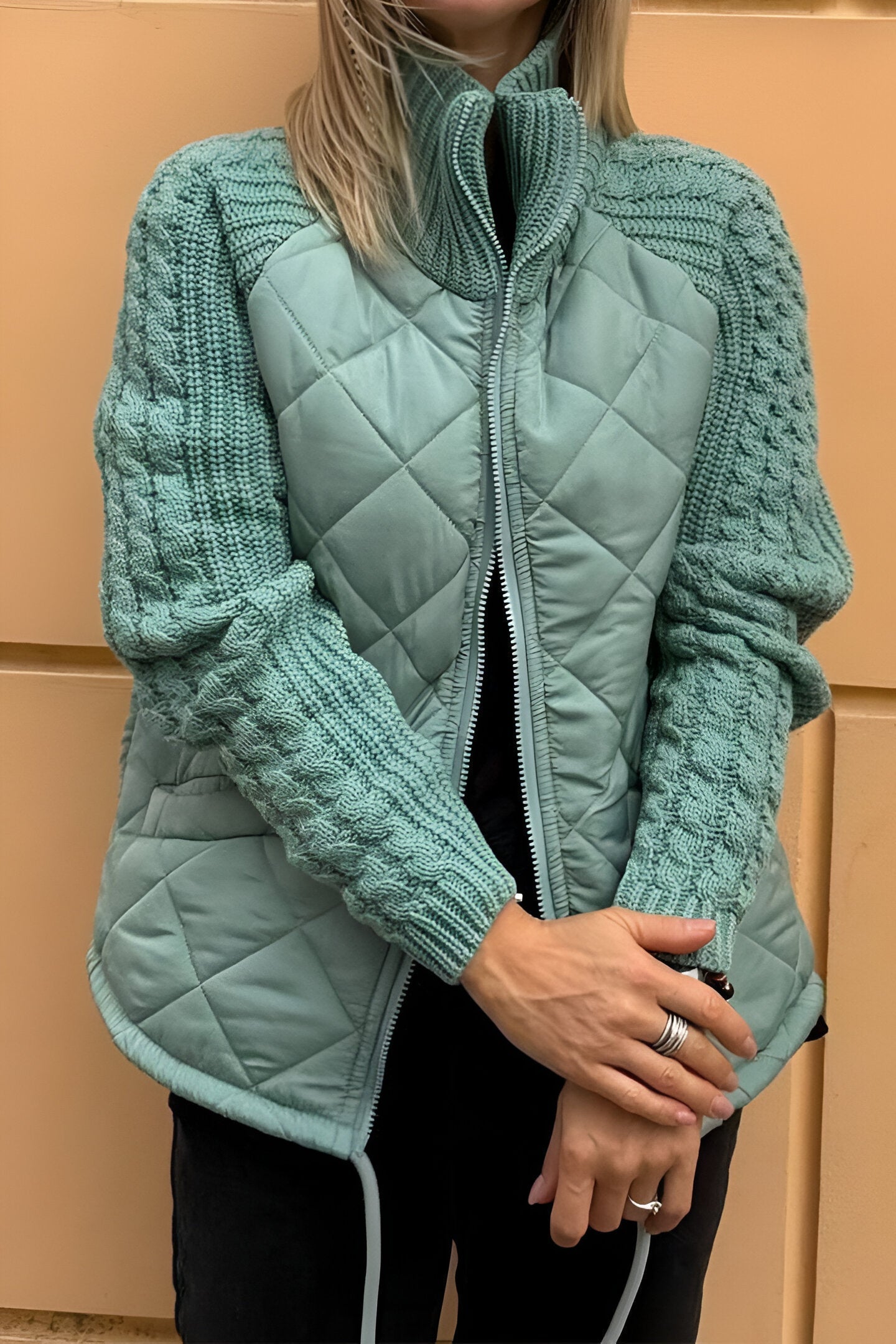 SYLVIORAEN – PATCHWORK KNIT ZIP JACKET