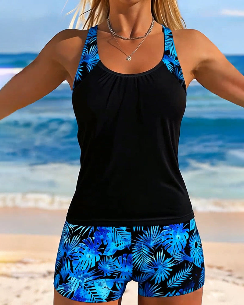 Square Cut Sleeveless Tankini Top