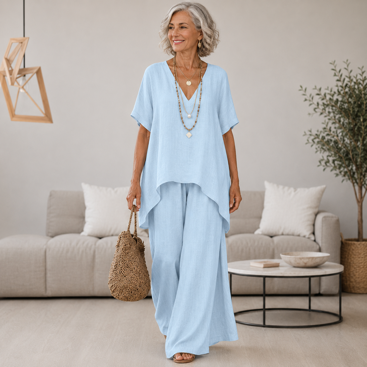 Elenia | Elegant Linen-Cotton Two-Piece Set 🌿