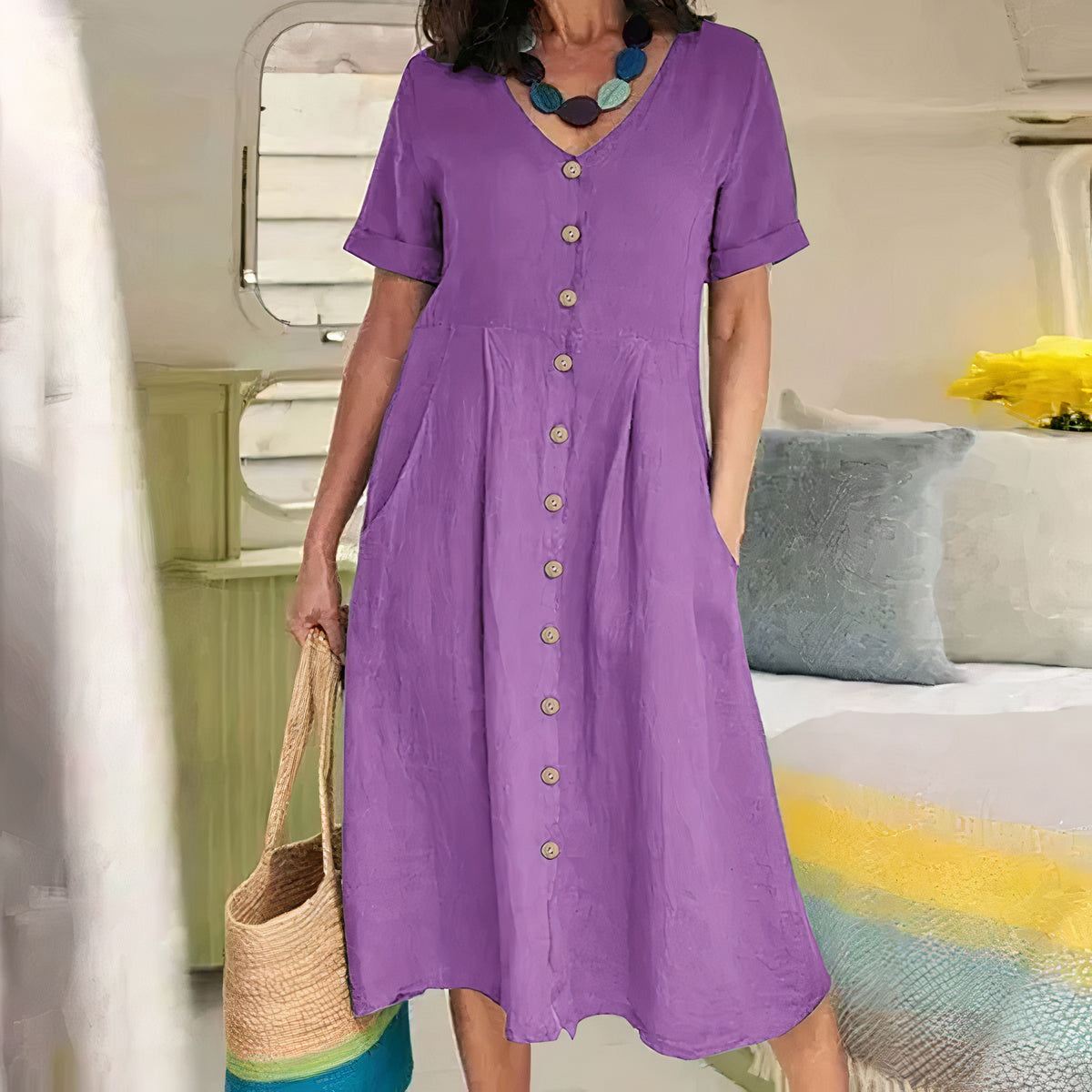 HALLIE™ – Classic Buttoned Dress