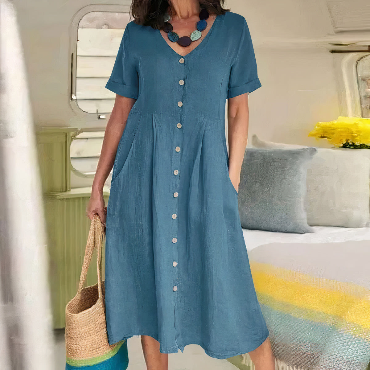HALLIE™ – Classic Buttoned Dress