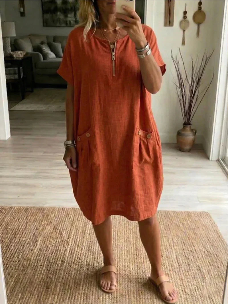 Pascale Zip-Front Maxi Dress