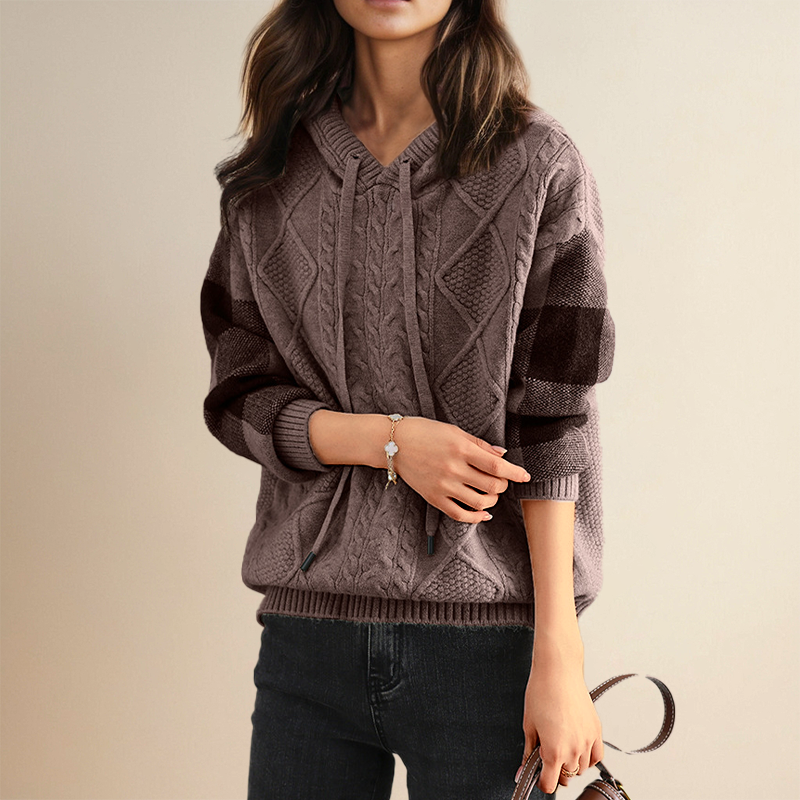 Emily | Cable Knit Hoodie Sweater