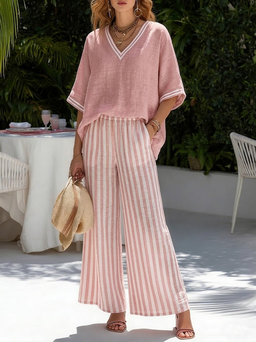 Audrey Elegant Casual Striped Set