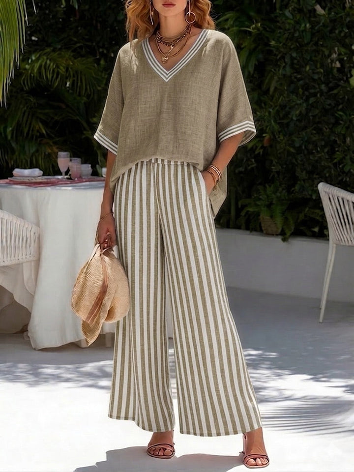 Audrey Elegant Casual Striped Set