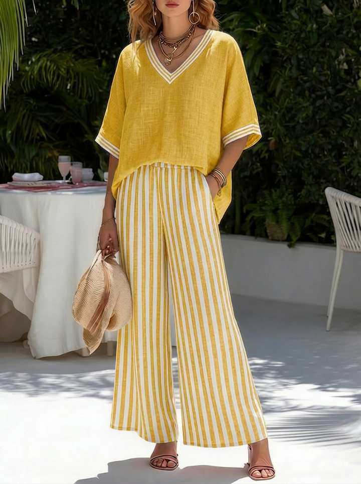 Audrey Elegant Casual Striped Set