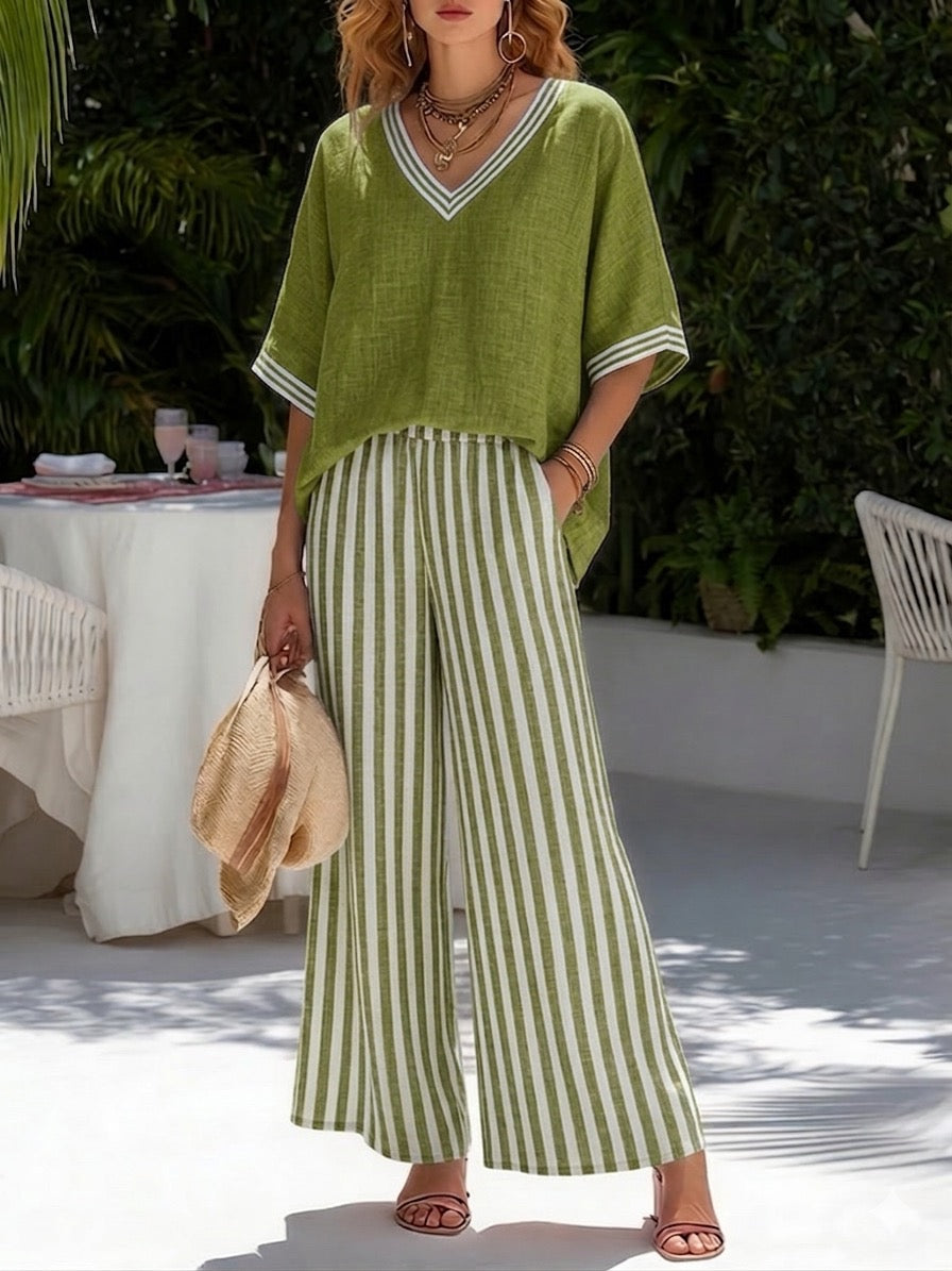 Audrey Elegant Casual Striped Set