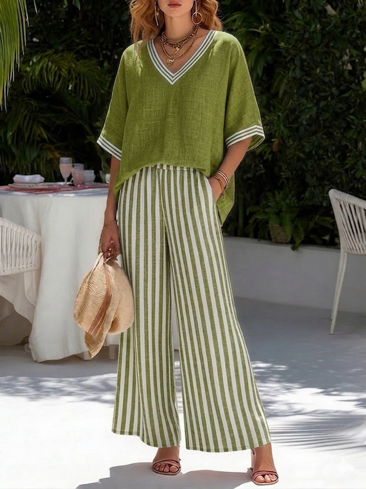 Audrey Elegant Casual Striped Set