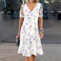 Eleanor™ | Lace Sleeve Floral Print Midi Dress