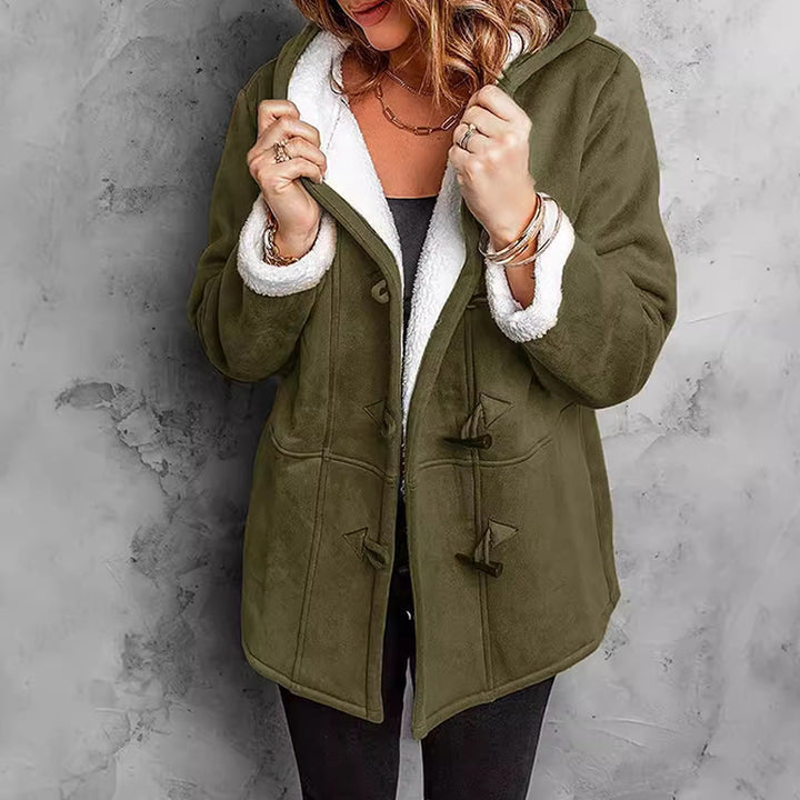 Women's Suede Hooded Coat with Fleece Lining