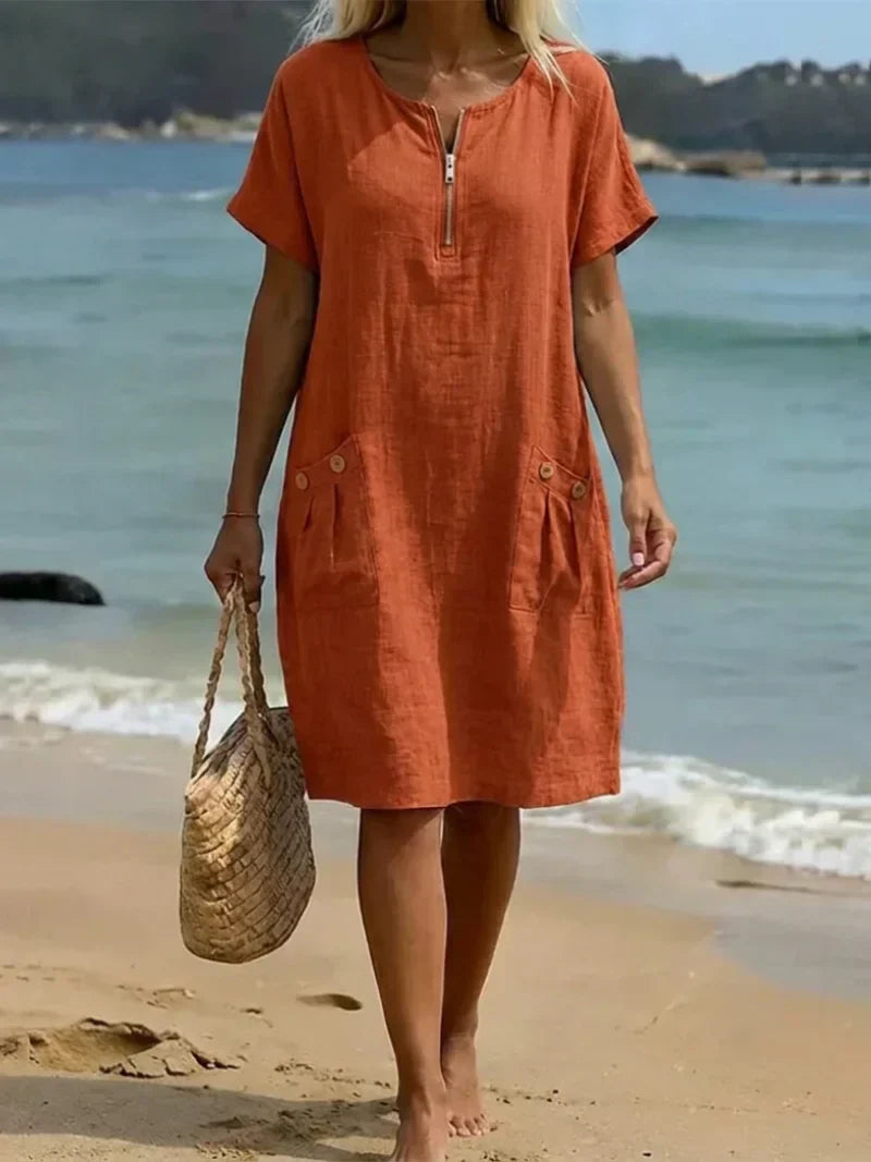 Pascale Zip-Front Maxi Dress