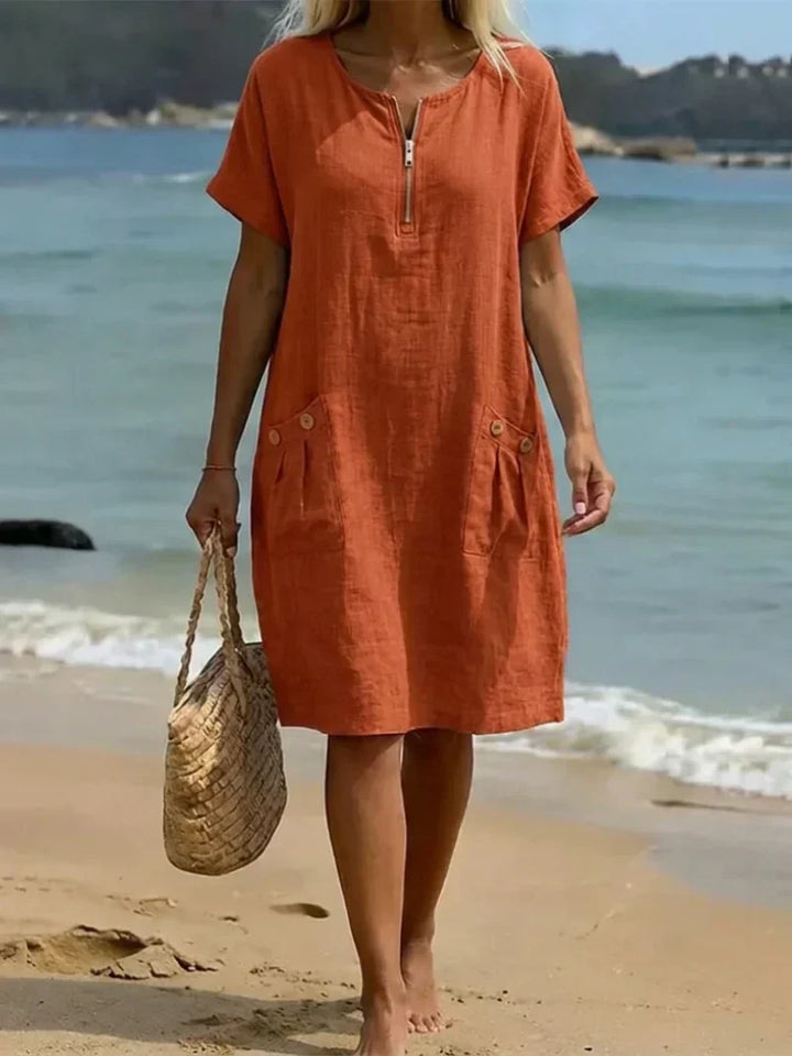 Pascale Zip-Front Maxi Dress