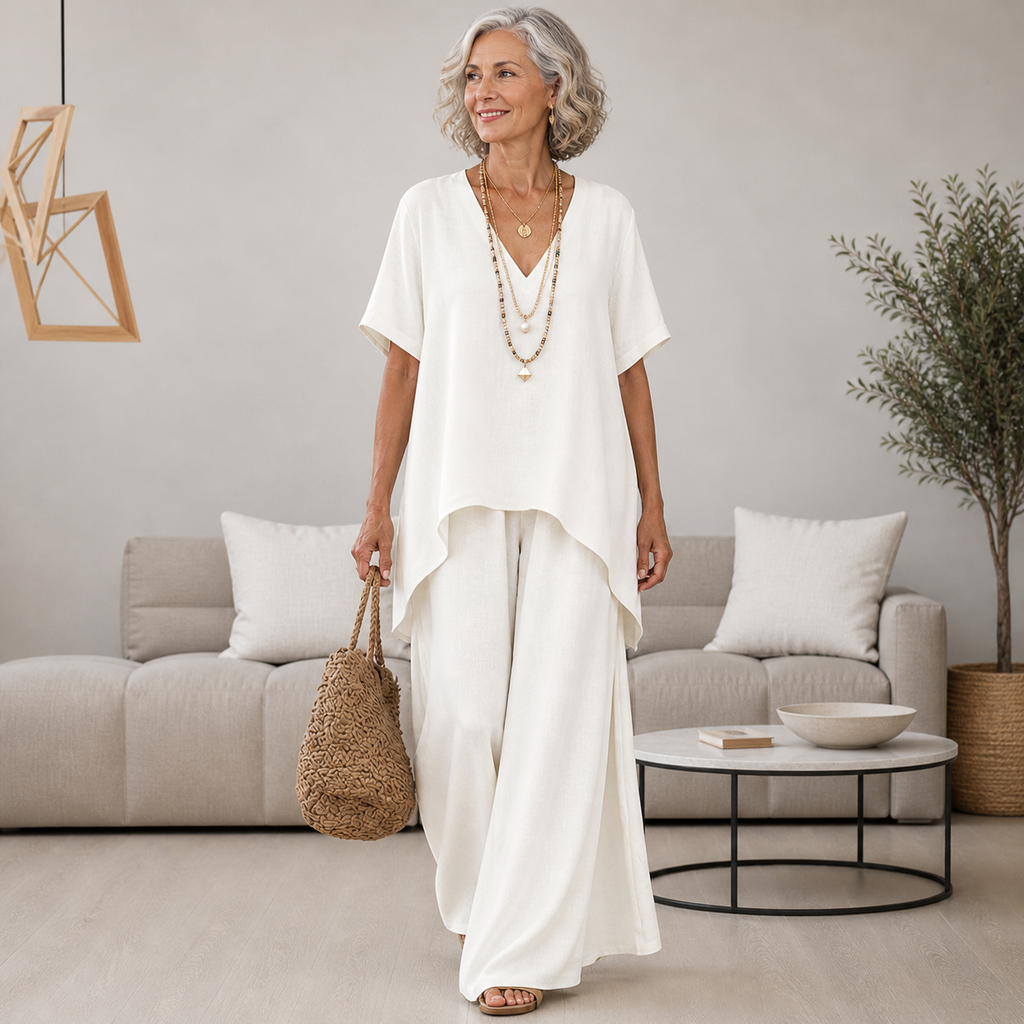 Elenia | Elegant Linen-Cotton Two-Piece Set 🌿